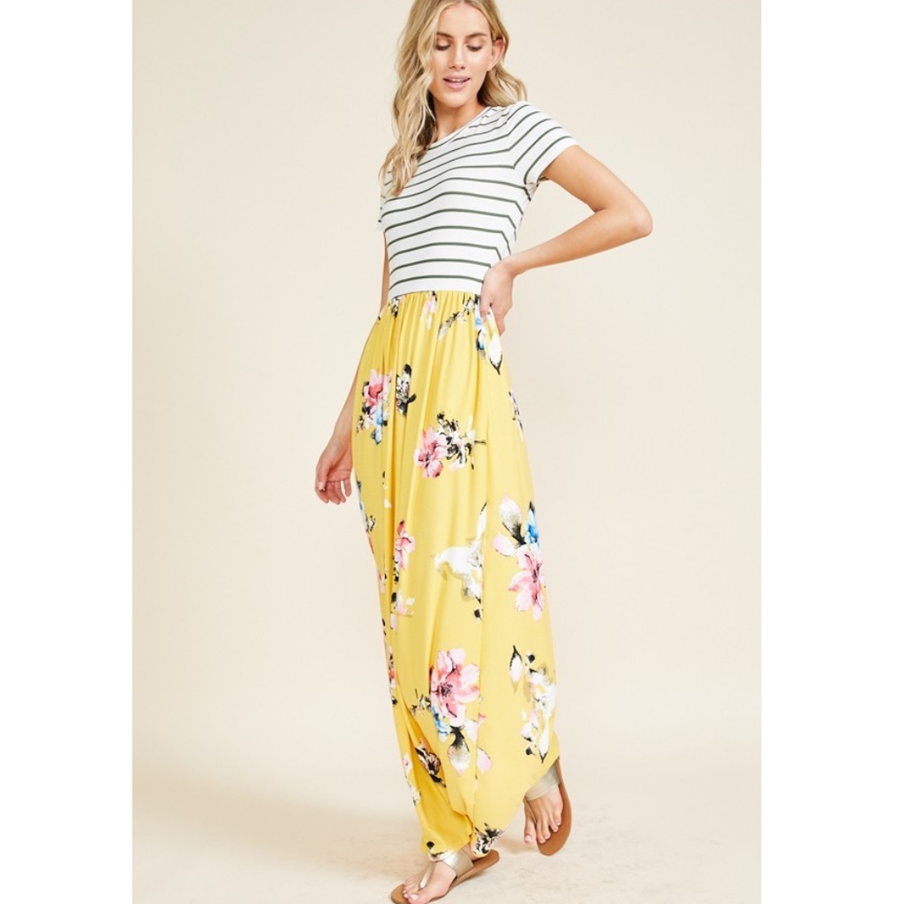 NWT Short Sleeve high waist maxi dress